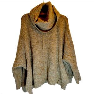 Kaisley Anthropologie Oatmeal Brown Wool Blend Oversized Sweater, Small, cowl ne